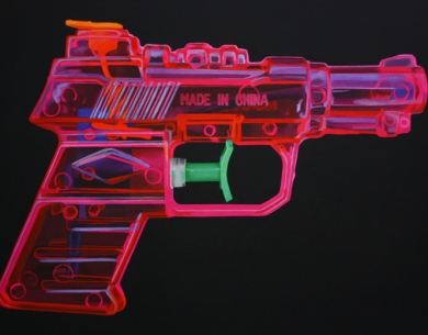 ' Pink & Orange Pistol ’ // Acrylic on Canvas //  62cm x 46cm // SOLD